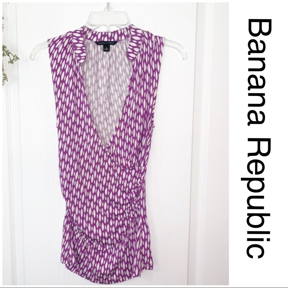 Banana Republic Purple and White Sleeveless Top